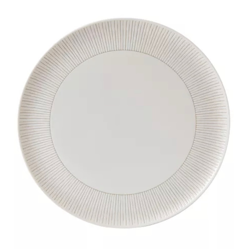 ED Taupe Stripe Serving Platter, 12.5 inch